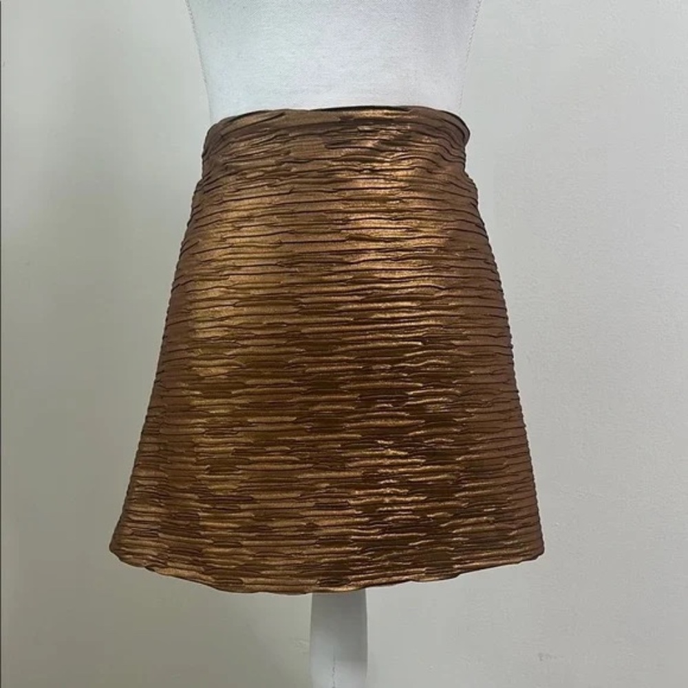 Torn by Ronny Kobo Brown Ribbed A-Line Mini Skirt sz M